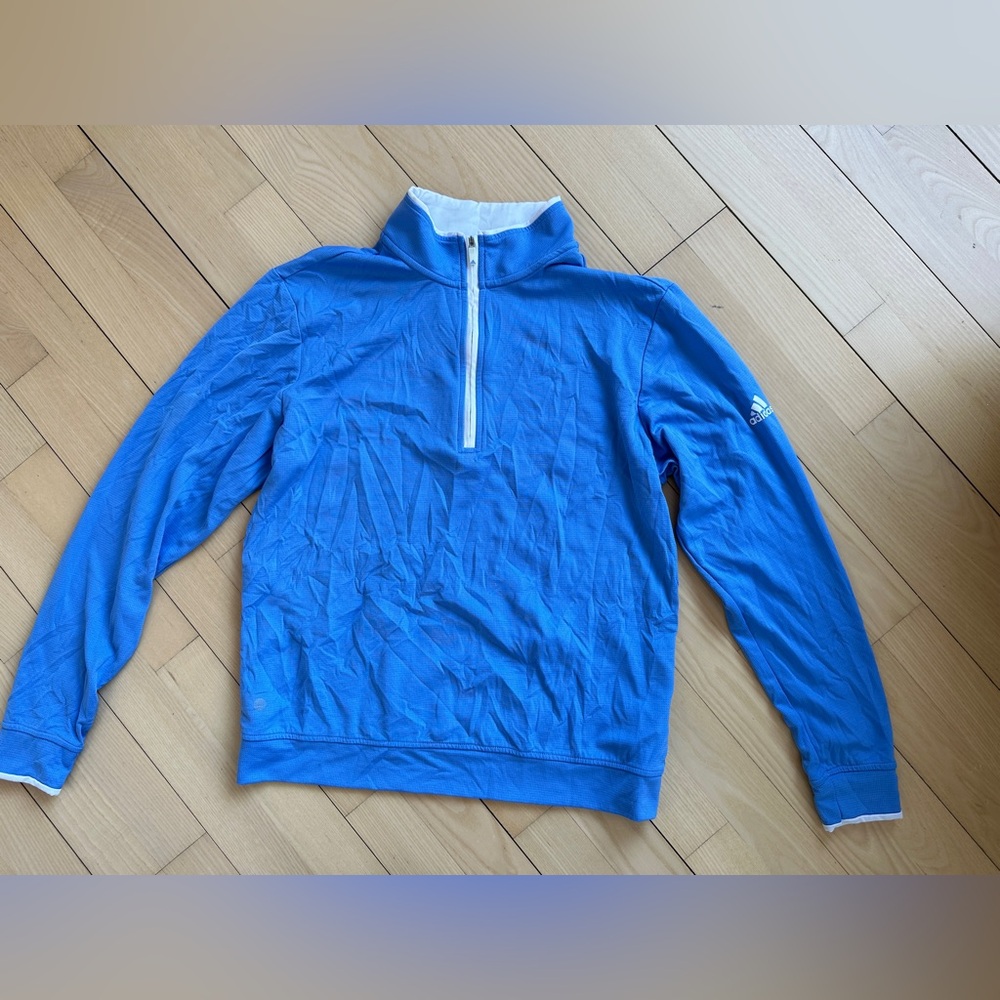 Adidas Blue and White Zip Pullover